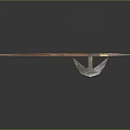 Traditional Red Shaft Spear With Silver Head And Metal Decorations On Smooth Black Surface