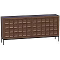 Dark Brown Decorative Cabinet With Square Panel Drawers And Black Slim Legs