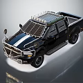 Black Off Road Truck With Roof Rack Front Bull Bar And White Stripe