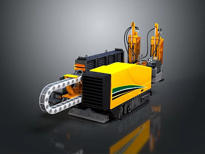 Yellow Black Tracked Drilling Equipment With Dual Drill Arms And Crawler Base 3d model