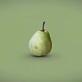 Single Fresh Ripe Organic Pear with Brown Stem Placed on Soft Green Background
