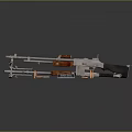 Detailed 3D Rendered Rifle Weapon Featuring Metal Parts Wooden Components And Accessories On Dark Background