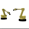 Smart Machines Featuring Two Yellow Robotic Arms in Industrial Environment 3d model