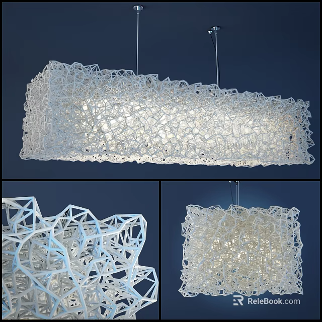 Modern Irregular Chandelier With White Hollow Out Geometric Structure For Interior Lighting 3d model 