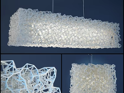 Modern Irregular Chandelier With White Hollow Out Geometric Structure For Interior Lighting 3d model
