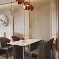 Elegant Modern Living Dining Room Interior With Sofa Coffee Table Dining Set And Pendant Lights