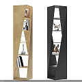Modern Geometric Gold and Black Shelving Units with Decorative Items and Books