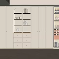 Modern Cream Colored Bookcase With Arched Shelves Drawers And Glass Door Wine Storage