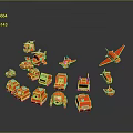 Red Military Weapon Models With Fighter Jets Helicopters And Armored Vehicles On Black Reflective Surface