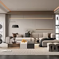 Modern Living Room Interior With Beige Sofa Coffee Table Floor Lamp And Area Rug
