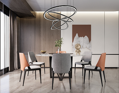 Modern Dining Table and Chair Combination Round Dining Table and Chair 3d model