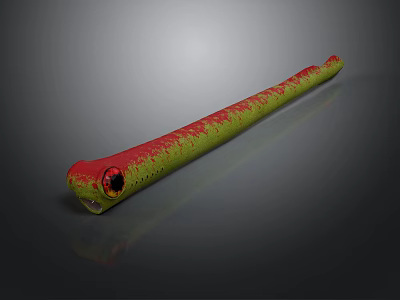 Realistic 3D Model Green Red Long Snake With Vibrant Red Eyes 3d model