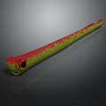 Realistic 3D Model Green Red Long Snake With Vibrant Red Eyes
