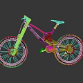 Modern Mountain Bike With Gray Red Frame Golden Fork And Large Wheels