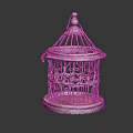 Vintage Metal Birdcage With Intricate Pattern Ornamental Decor Set For Home Accent