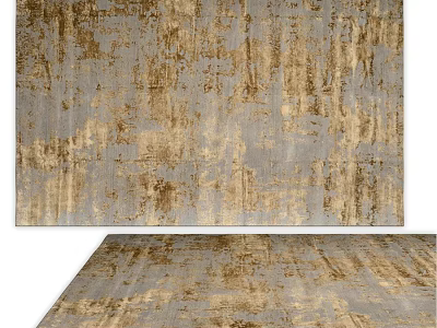 Elegant Gray and Gold Square Rug With Abstract Artistic Texture Design 3d model