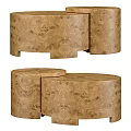 Elegant Modern Coffee Table With Unique Wood Grain And Round Nested Design 3d model