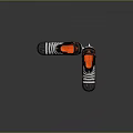 Black Gray Ice Hockey Skates With Orange Accents White Laces And Steel Blades