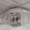 Elegant Modern Clothing Store Interior With Ceiling Lighting Marble Floor Green Plant And Seating