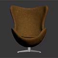 Modern Orange Egg Shaped Accent Chair With Fabric Upholstery And Metal Swivel Base