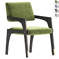 Green Velvet Single Chair With Modern Black Wooden Frame And Legs