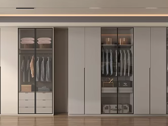 Modern Minimalist Wardrobe Glass Wardrobe Open Wardrobe 3d model