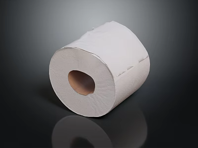White Toilet Paper Roll On Black Reflective Surface With Soft Texture 3d model