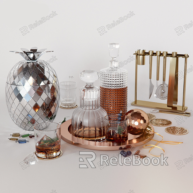 Modern Wine Set Tea Set Drinks Drinks model