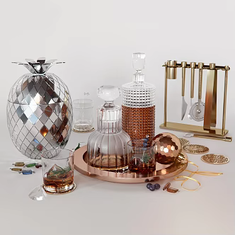 Modern Wine Set Tea Set Drinks 3d model