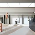 Modern Clothing Store Interior Featuring Racks Mannequin Counter And Display Area