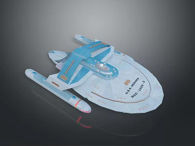 Sci Fi Spaceship Model With Blue White Design U.S.S. Enterprise NCC-1701-F Futuristic Structure 3d model