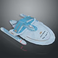 Sci Fi Spaceship Model With Blue White Design U.S.S. Enterprise NCC-1701-F Futuristic Structure