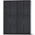 Black Modern Wardrobe with Vertical Stripes and Multiple Doors Design 3d model