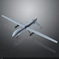 White Drone Aircraft With Long Wings Fuselage And Landing Gear Against Dark Background