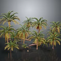 Multiple Palm Trees in Various Sizes with Green Fronds on Gray Background