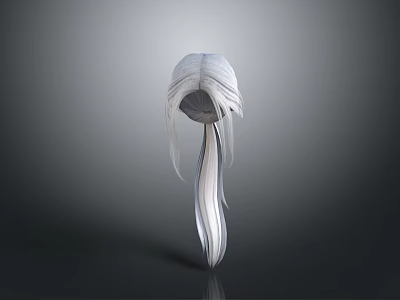 Detailed 3D Anatomical Brain Organ Structure With Flowing Silky Hair Design 3d model