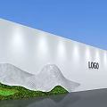 Event Display Wall With White Surface Wavy Design Green Elements And Logo