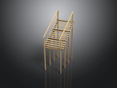 Minimalist Wooden Furniture With Multi Tier Storage Structure And Light Color 3d model