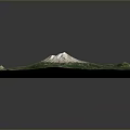 Modern 3D Terrain Model Scene With Snow Capped Volcano And Detailed Green Vegetation