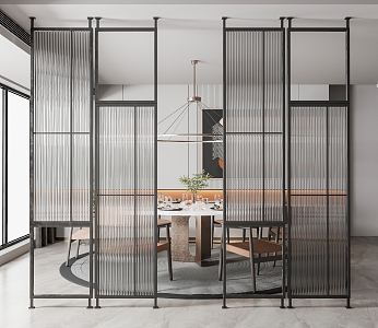 Modern partition Changhong glass partition screen 3d model