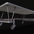 Sturdy Metal Medical Cart With Four Wheels And Flat Surface For Hospital Use