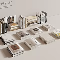 Modern Stacked Books And Art Magazines With Stylish Covers For Decorative