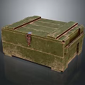 Green Worn Wooden Equipment Storage Box With Metal Latch And Handles