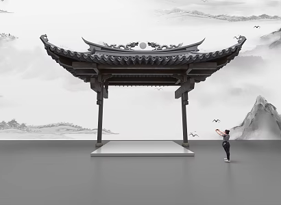 Art installation beautiful Chen art character font character curtain subtitle national tide style art Chinese aesthetics biennale immersion space Chinese exhibition hall national tide style 3d model