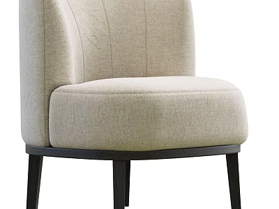 Beige Upholstered Accent Chair With Curved Backrest And Black Wooden Legs 3d model