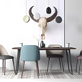 Nordic Dining Table and Chair Combination 3d model