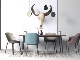 Nordic Dining Table and Chair Combination 3d model
