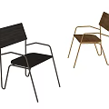 Modern Dining Chairs With Black And Brown Wooden Seats And Metal Frames