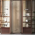 Double Wooden Storage Shelving Units With Open Shelves Decorative Vases Figurines And Indoor Plant