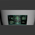 Futuristic Sci Fi Control Chamber With Circular Platform Glowing Human Projection And Illuminated Wall Panels
